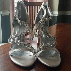 Ivory rhinestone heels